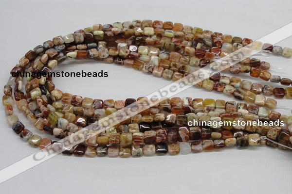 COP303 15.5 inches 8*8mm square brandy opal gemstone beads wholesale