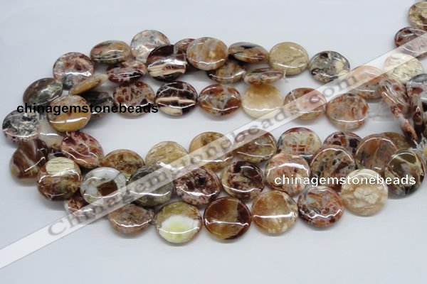 COP308 15.5 inches 22mm flat round brandy opal gemstone beads wholesale