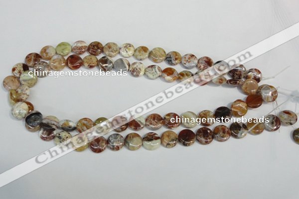 COP309 15.5 inches 12mm flat round brandy opal gemstone beads wholesale