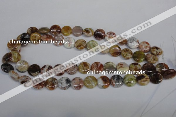 COP310 15.5 inches 15mm flat round brandy opal gemstone beads wholesale