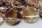 COP311 15.5 inches 20mm flat round brandy opal gemstone beads wholesale