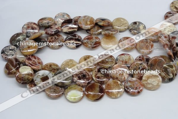 COP311 15.5 inches 20mm flat round brandy opal gemstone beads wholesale