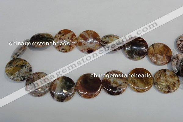 COP312 15.5 inches 30mm flat round brandy opal gemstone beads wholesale