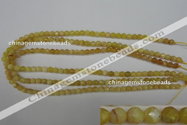 COP334 15.5 inches 6mm faceted round yellow opal gemstone beads