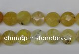 COP345 15.5 inches 10mm faceted coin yellow opal gemstone beads