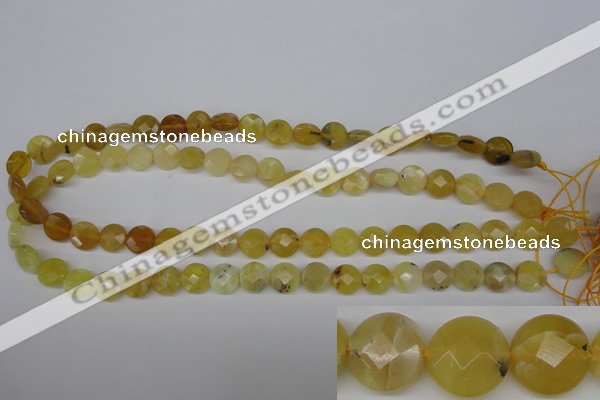 COP345 15.5 inches 10mm faceted coin yellow opal gemstone beads