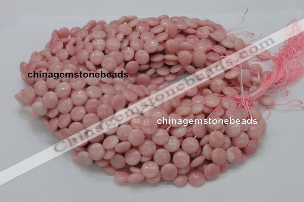 COP414 15.5 inches 12mm flat round Chinese pink opal gemstone beads