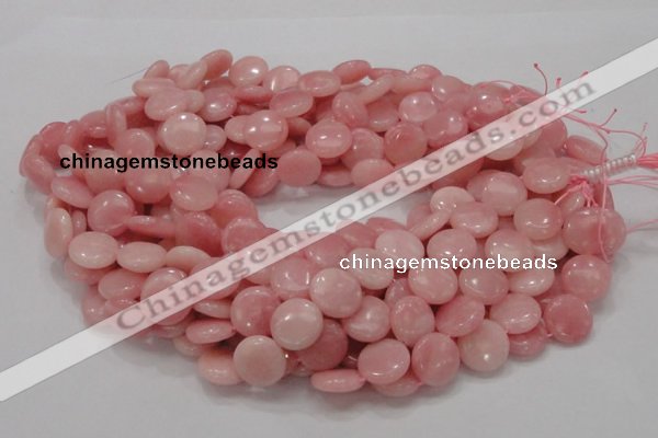 COP415 15.5 inches 15mm flat round Chinese pink opal gemstone beads