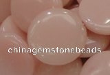 COP416 15.5 inches 28mm flat round Chinese pink opal gemstone beads