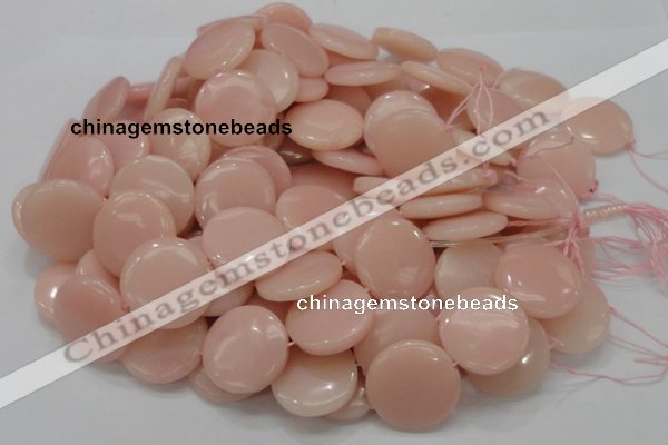 COP416 15.5 inches 28mm flat round Chinese pink opal gemstone beads