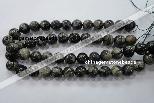 COP457 15.5 inches 16mm round natural grey opal gemstone beads