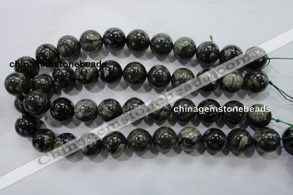 COP458 15.5 inches 18mm round natural grey opal gemstone beads