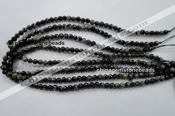 COP461 15.5 inches 6mm faceted round natural grey opal gemstone beads