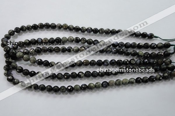 COP462 15.5 inches 8mm faceted round natural grey opal gemstone beads