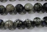 COP463 15.5 inches 10mm faceted round natural grey opal gemstone beads