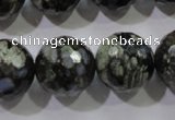 COP467 15.5 inches 18mm faceted round natural grey opal gemstone beads