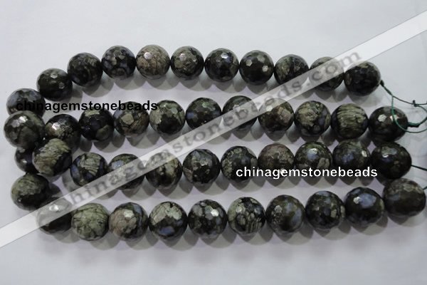 COP467 15.5 inches 18mm faceted round natural grey opal gemstone beads
