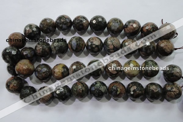 COP468 15.5 inches 20mm faceted round natural grey opal gemstone beads