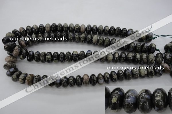 COP470 15.5 inches 10*14mm rondelle natural grey opal beads