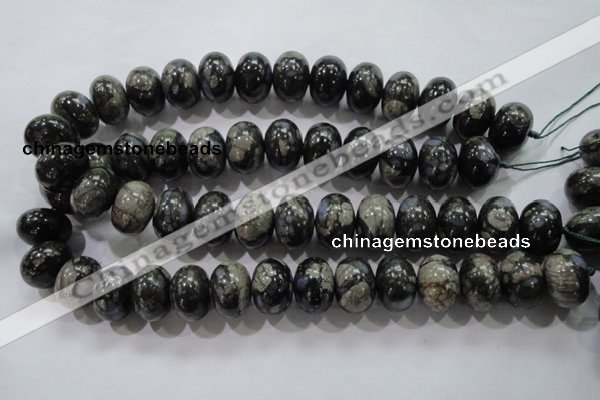 COP474 15.5 inches 15*20mm rondelle natural grey opal gemstone beads