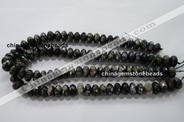 COP476 15.5 inches 8*14mm faceted rondelle natural grey opal beads