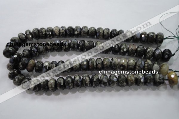 COP477 15.5 inches 10*16mm faceted rondelle natural grey opal beads