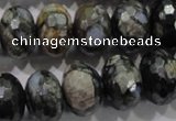 COP478 15.5 inches 13*18mm faceted rondelle natural grey opal beads