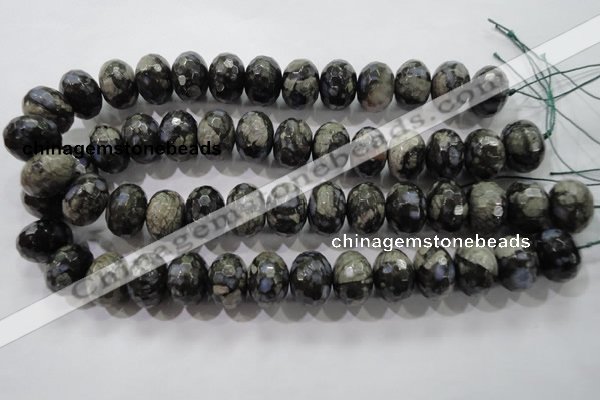 COP479 15.5 inches 15*20mm faceted rondelle natural grey opal beads