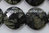 COP484 15.5 inches 25mm faceted coin natural grey opal beads