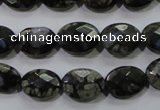 COP486 15.5 inches 10*14mm faceted oval natural grey opal beads