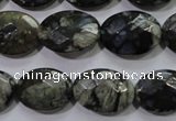 COP487 15.5 inches 13*18mm faceted oval natural grey opal beads