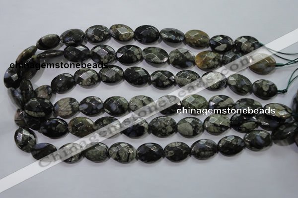 COP487 15.5 inches 13*18mm faceted oval natural grey opal beads