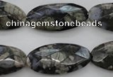 COP494 15.5 inches 15*30mm faceted oval natural grey opal beads