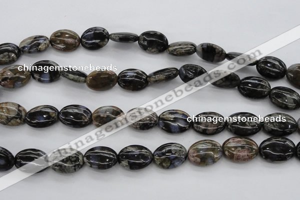 COP497 15.5 inches 12*16mm oval natural grey opal gemstone beads