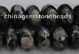 COP499 15.5 inches 8*12mm faceted rondelle natural grey opal beads