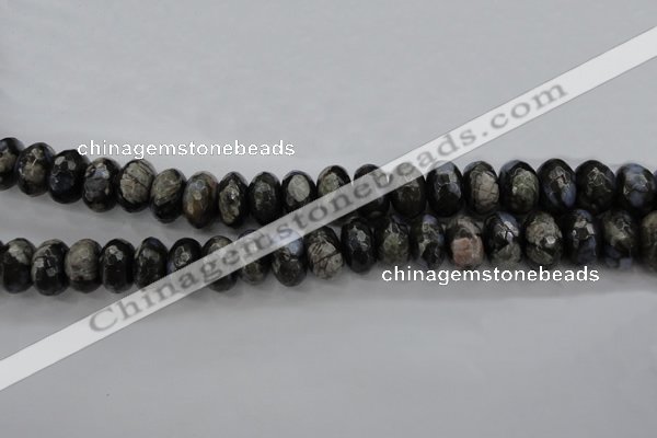 COP499 15.5 inches 8*12mm faceted rondelle natural grey opal beads