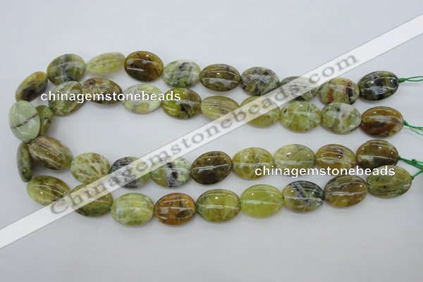 COP550 15.5 inches 15*20mm oval natural yellow & green opal beads