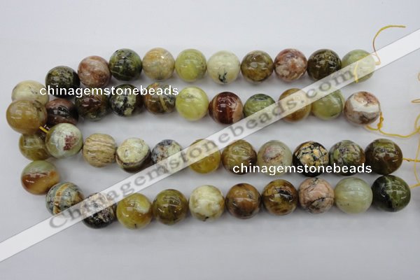 COP551 15.5 inches 18mm round yellow & green natural opal beads