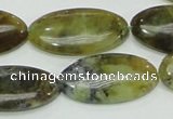 COP554 15.5 inches 15*30mm oval yellow & green natural opal beads