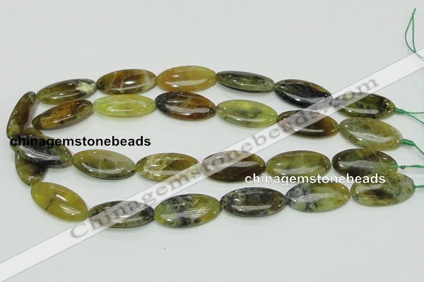 COP554 15.5 inches 15*30mm oval yellow & green natural opal beads