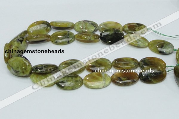 COP555 15.5 inches 20*30mm oval yellow & green natural opal beads