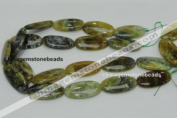 COP556 15.5 inches 20*40mm oval yellow & green natural opal beads