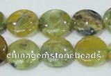 COP558 15.5 inches 18mm flat round natural yellow & green opal beads