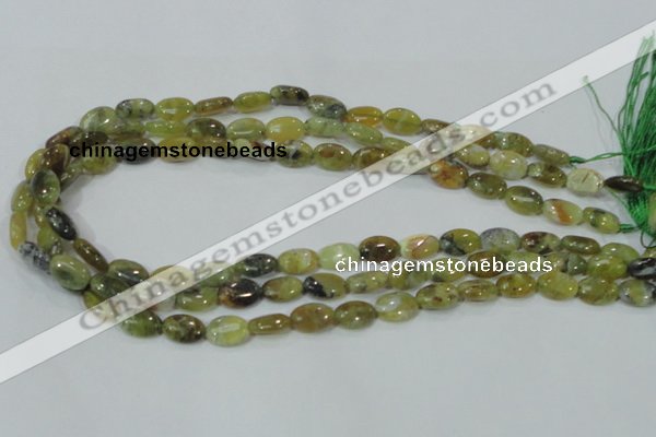 COP561 15.5 inches 8*12mm oval natural yellow & green opal beads