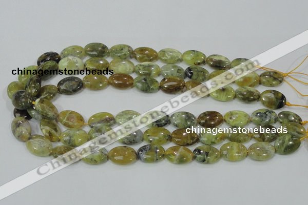 COP563 15.5 inches 13*18mm oval natural yellow & green opal beads