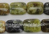 COP569 15.5 inches 15*20mm rectangle natural yellow & green opal beads