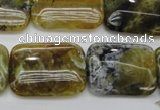 COP570 15.5 inches 18*25mm rectangle natural yellow & green opal beads