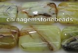 COP571 15.5 inches 20*30mm rectangle natural yellow & green opal beads