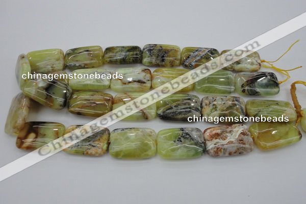 COP571 15.5 inches 20*30mm rectangle natural yellow & green opal beads