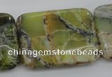 COP573 15.5 inches 30*40mm rectangle natural yellow & green opal beads